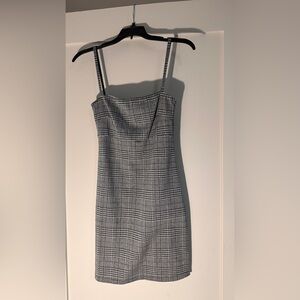 Popular Basics Black and White Checkered Mini Dress